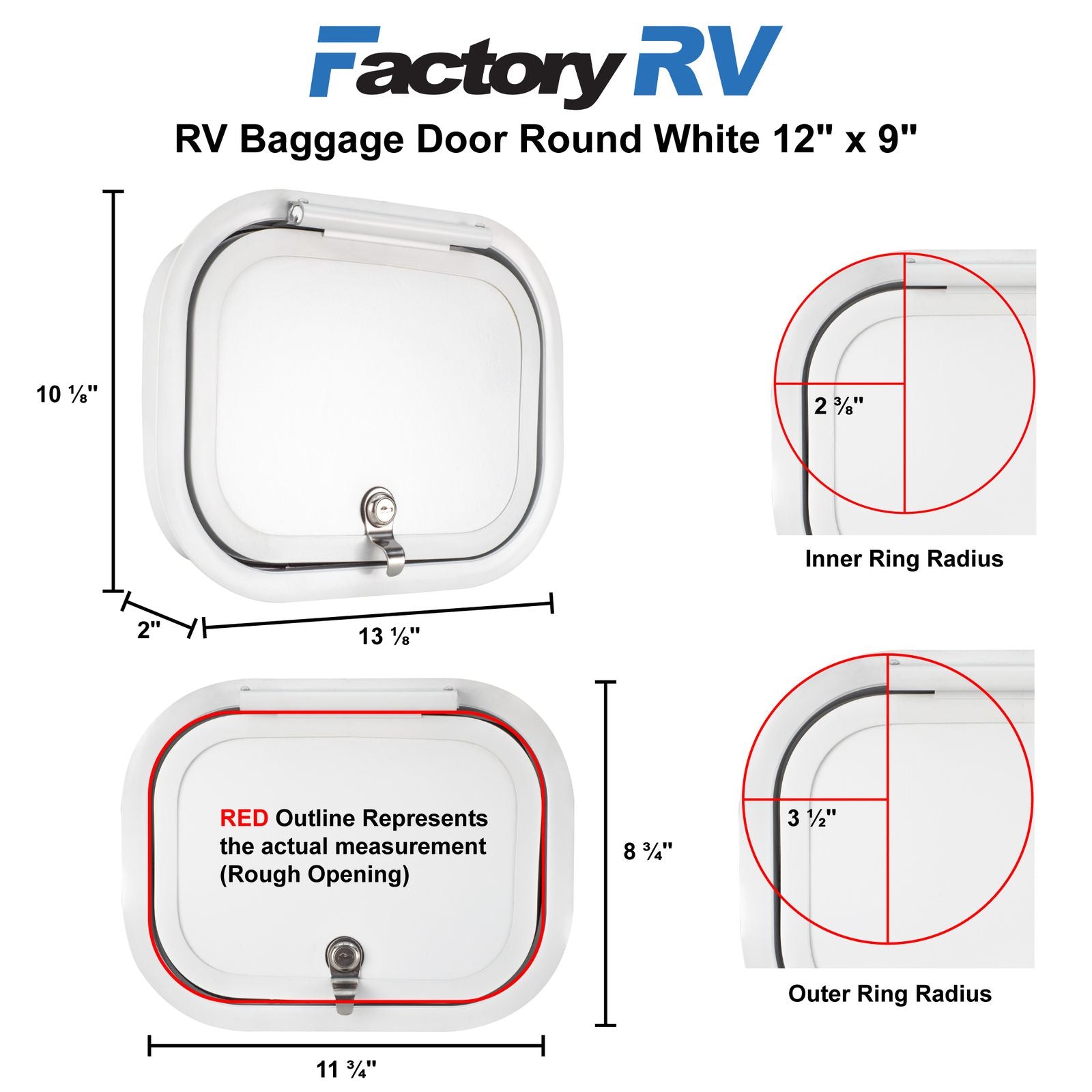 RV Compartment Door | Round | White | 12" X 9"