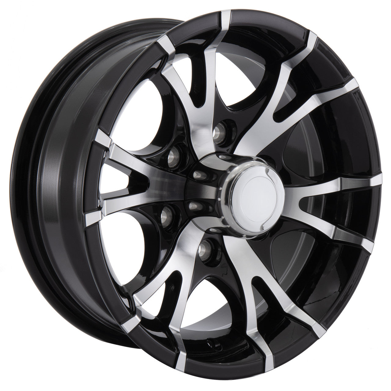 RV Aluminum Wheel T07 | Black Machine Finish for Trailers