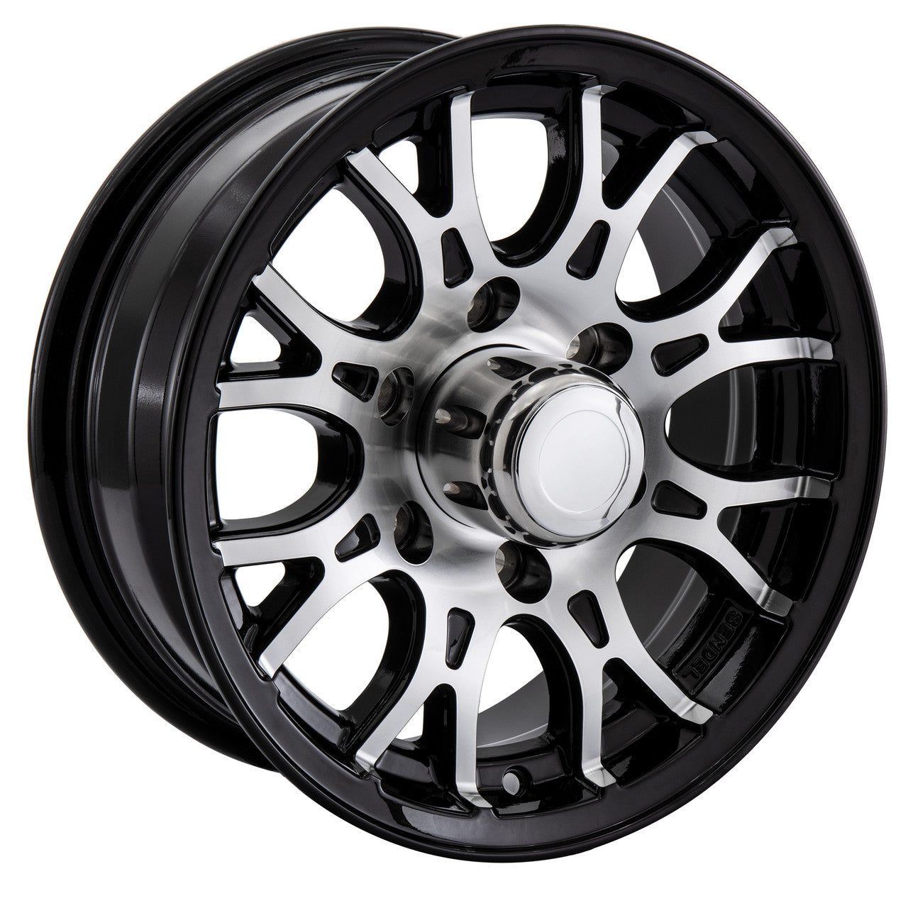 RV Aluminum Wheel T16 | Black Machine Finish for Trailers