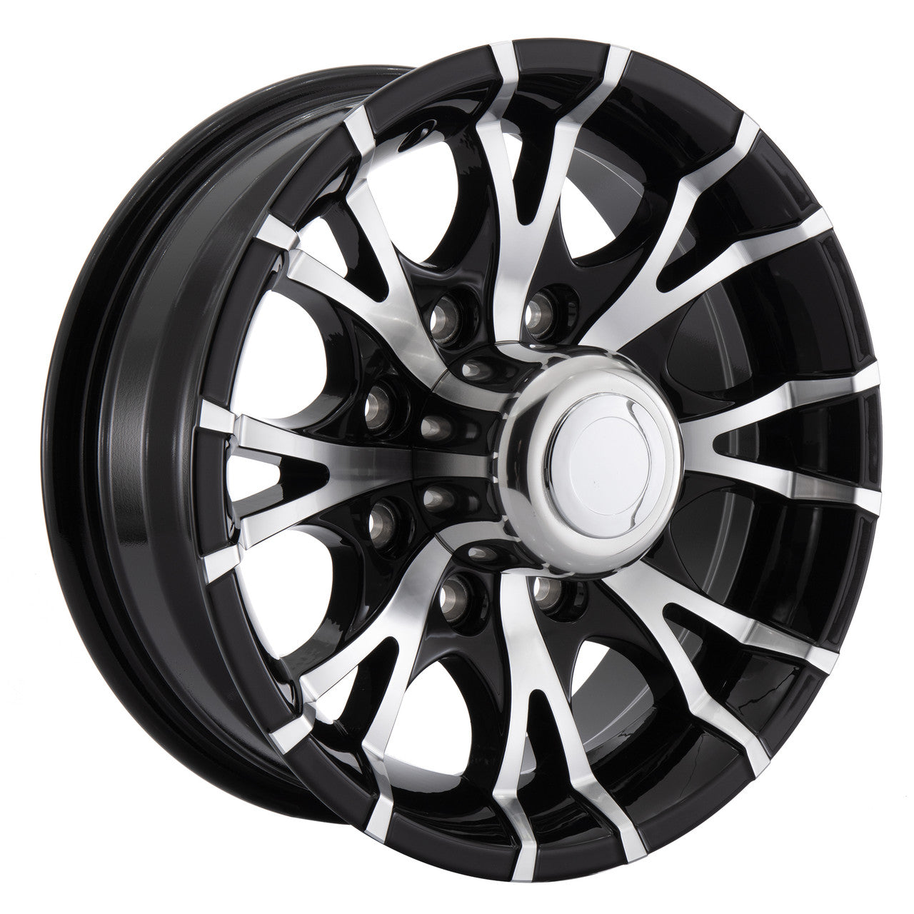 RV Aluminum Wheel T07 | Black Machine Finish for Trailers