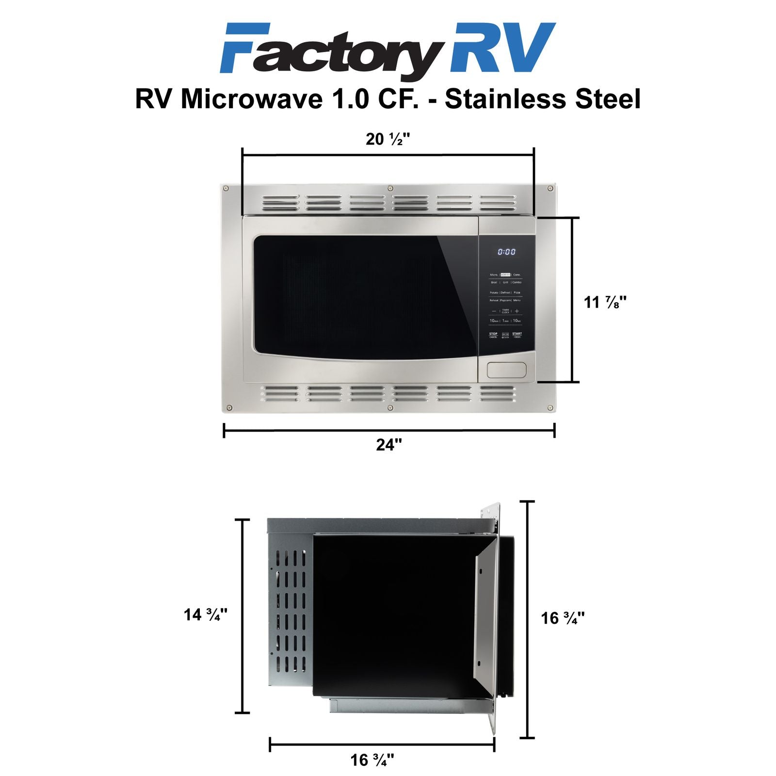 RV Microwave 1.0 CF. | Stainless Steel | Convection and Air Fryer | Replaces High Pointe and Greystone