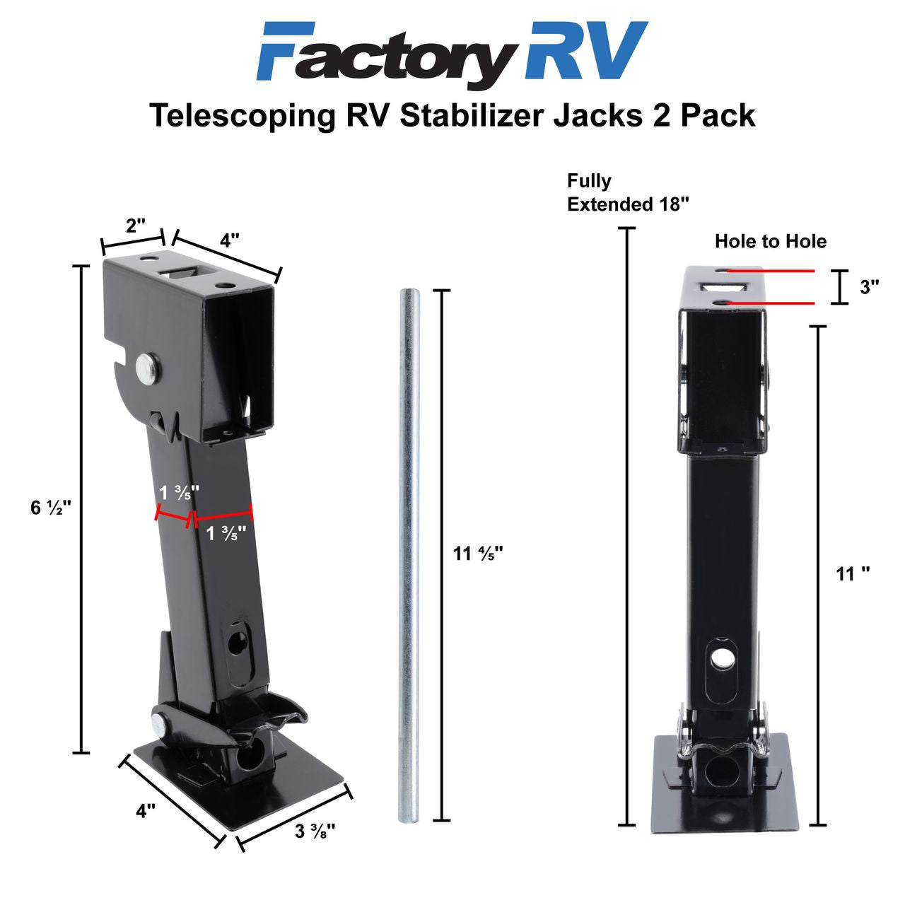 RV Stabilizer Jacks Telescoping | 2000 lb. | 2 Pack