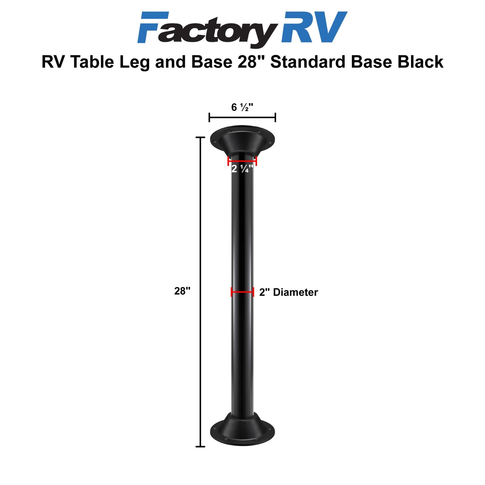 RV Table Leg and Base 28" & 30" | Black or Silver