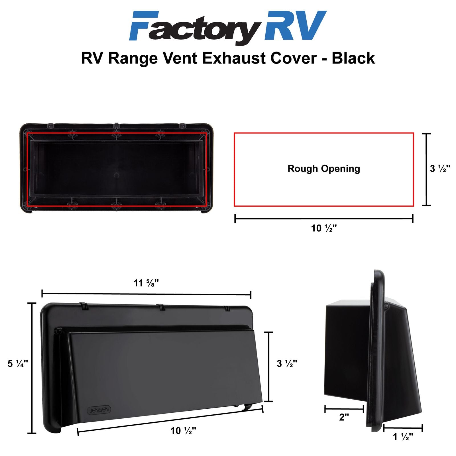 Heng's RV Range Hood Vent Exhaust Cover | Black