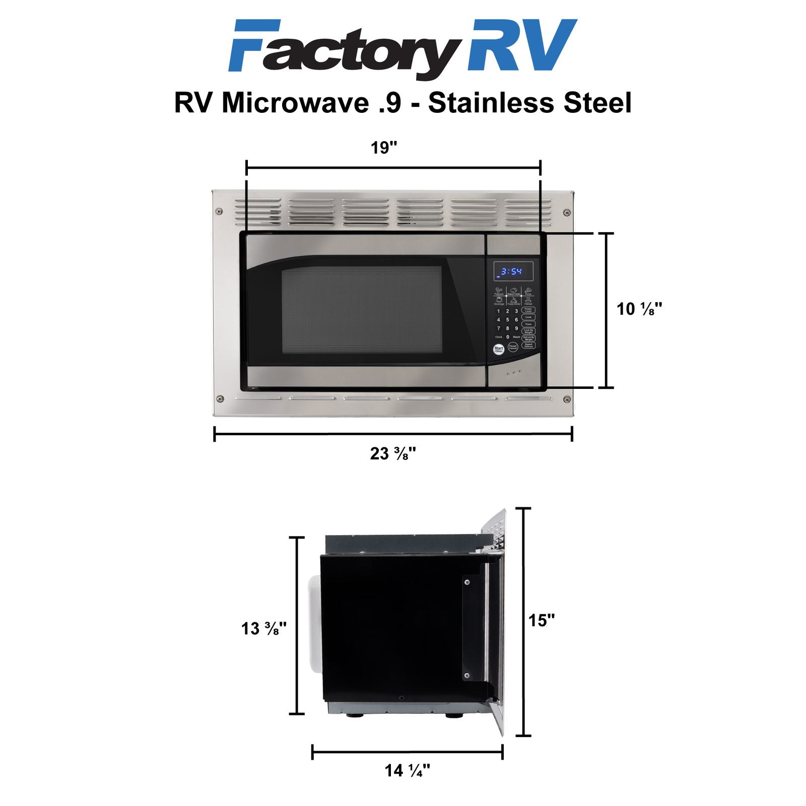 RV Microwave 0.9 CF. | Stainless Steel | Replaces Greystone