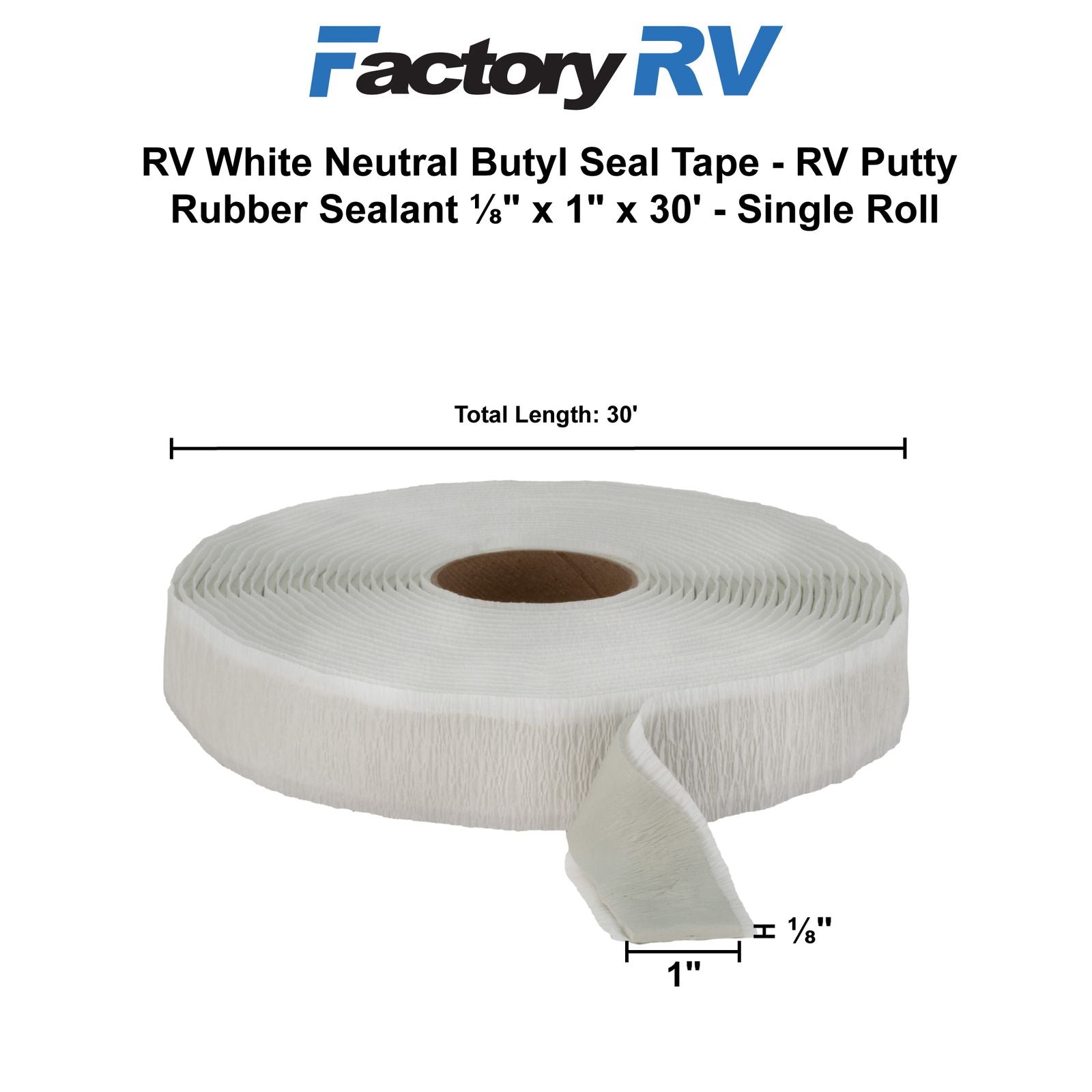 RV Butyl Tape ⅛" x 1" x 30' | White