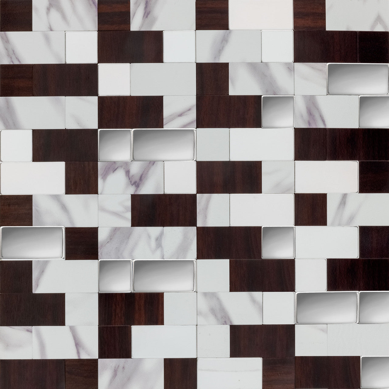 RV Backsplash Peel and Stick | Marble Mahogany Tile | 12" x 12"