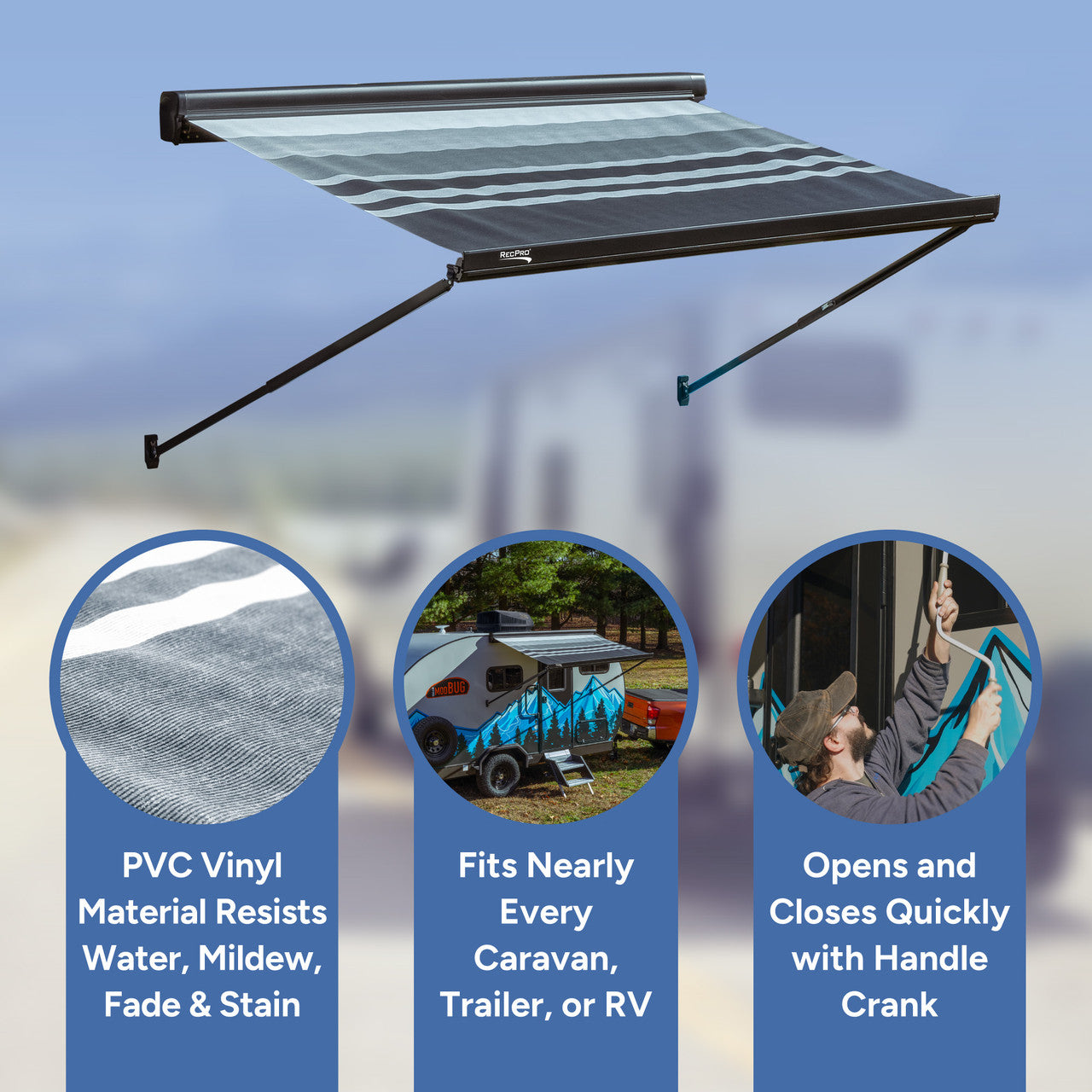 RecPro RV Awning 7' | Cassette Motorized Retractable