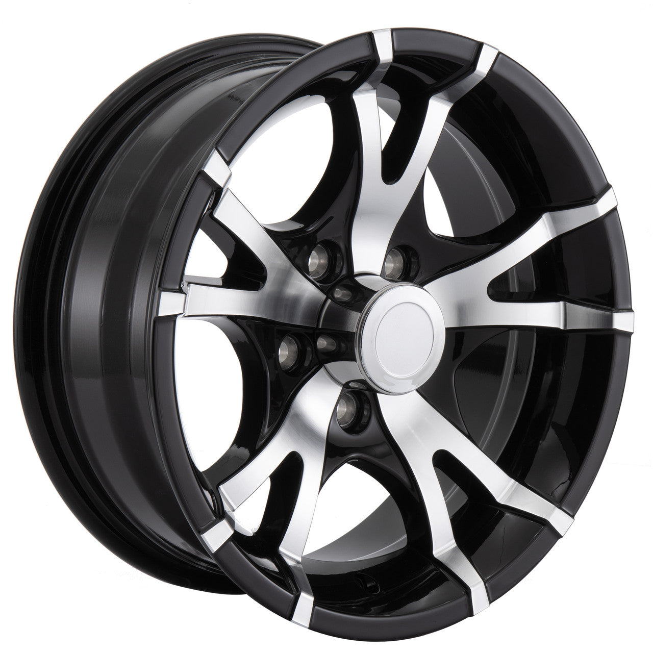 RV Aluminum Wheel T07 | Black Machine Finish for Trailers