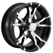 RV Aluminum Wheel T07 | Black Machine Finish for Trailers