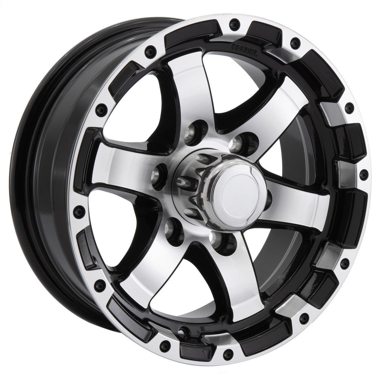 RV Aluminum Wheel T08 | Black Machine Finish for Trailers
