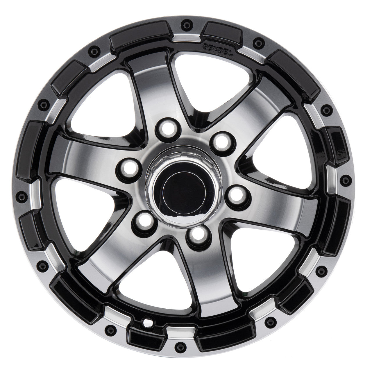 RV Aluminum Wheel T08 | Black Machine Finish for Trailers