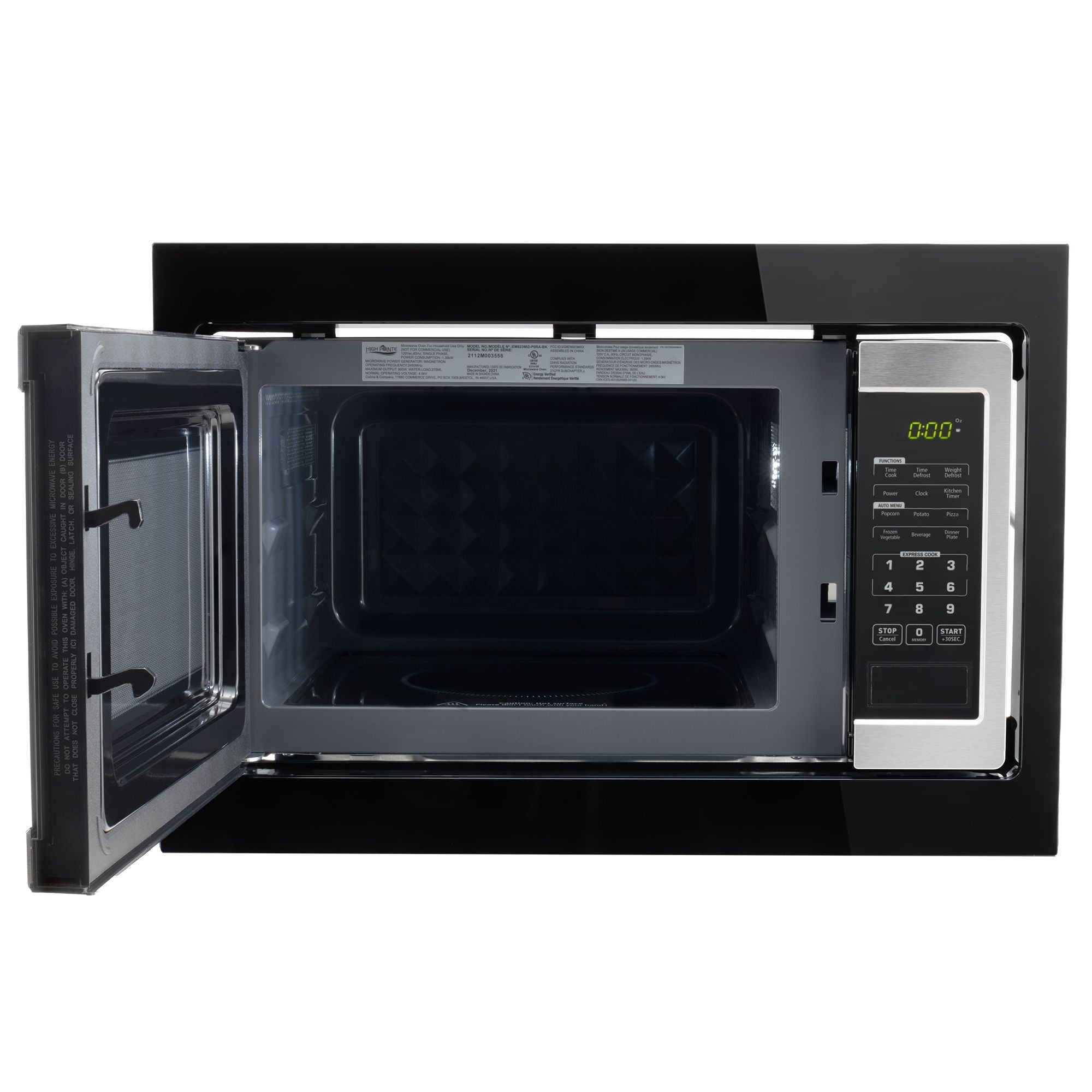 High Pointe RV Microwave  1.0 CF | Black | Flatbed Design