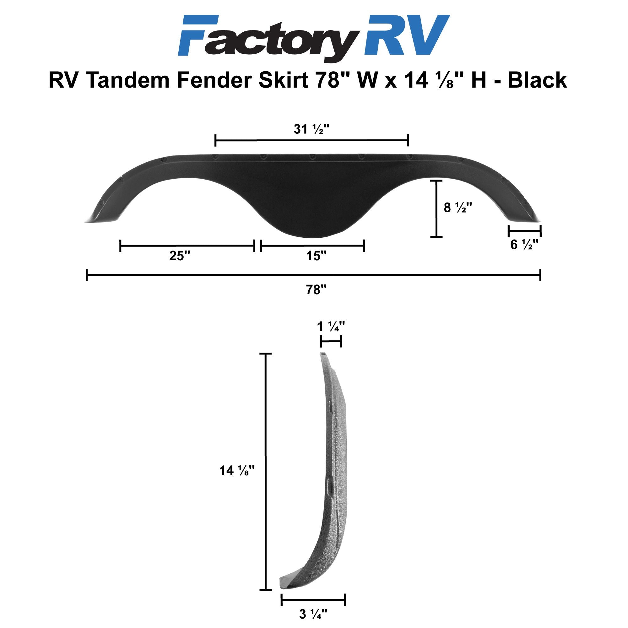 RV Tandem Fender Skirt | 78"x14⅛" | Heritage Glen Hemisphere
