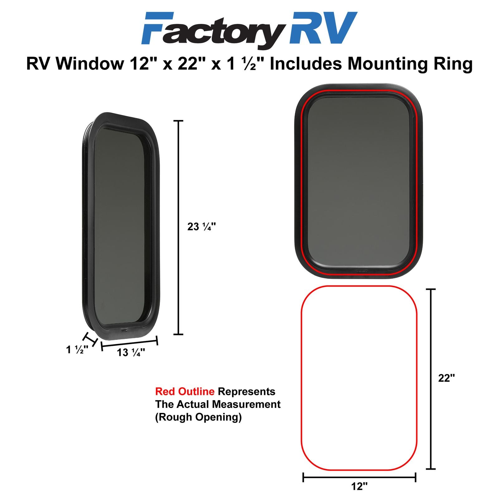 RV Window | Fixed | 12" x 22" x 1½"