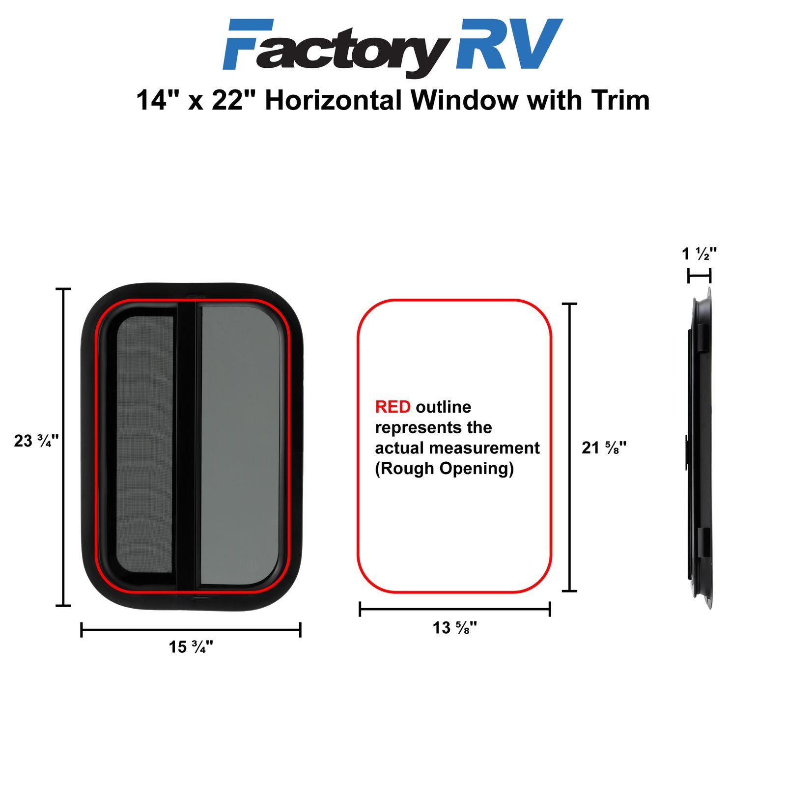 RV Window | Horizontal Teardrop | 14" x 22" x 1 ½"