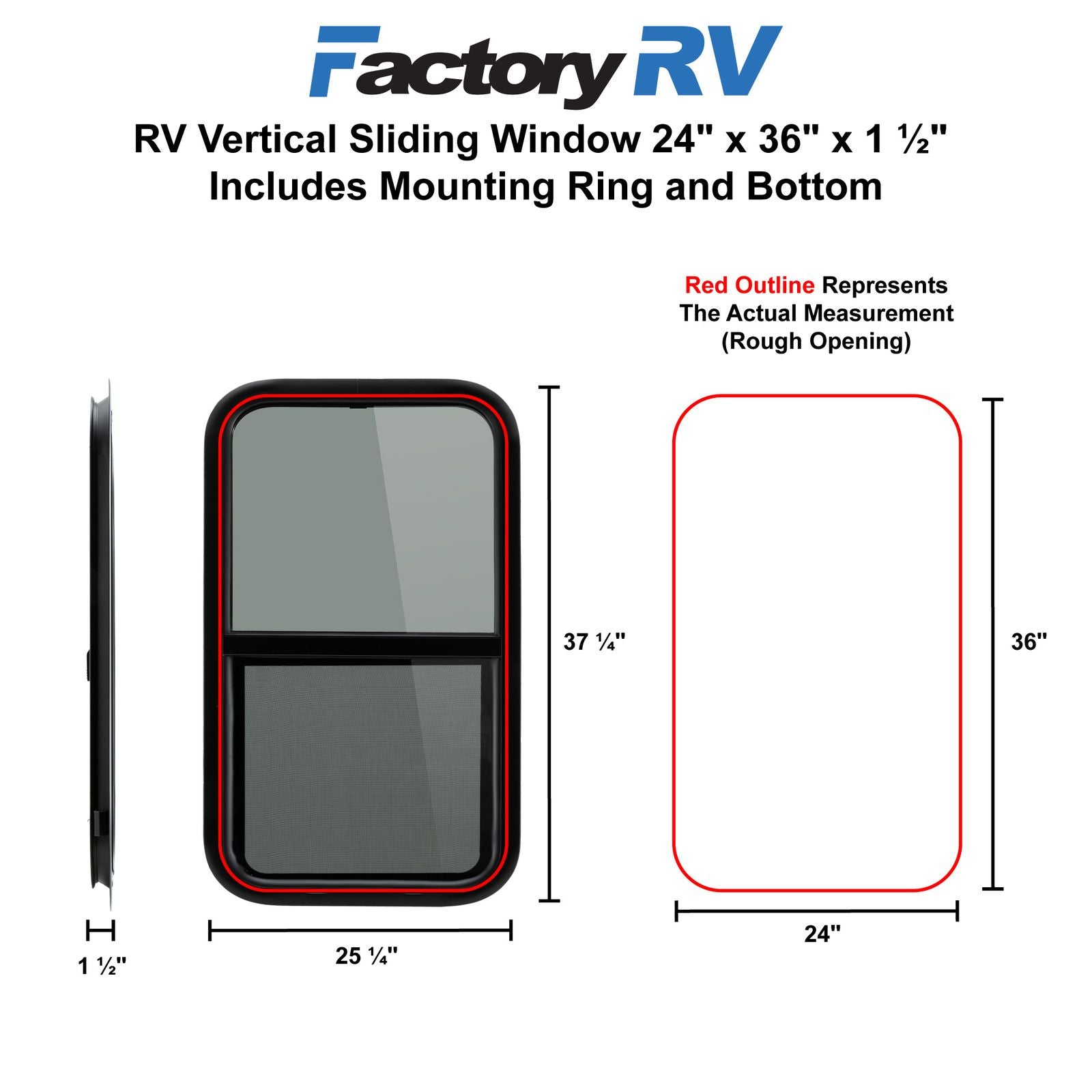 RV Window | Teardrop | 24" x 36" x 1 ½"