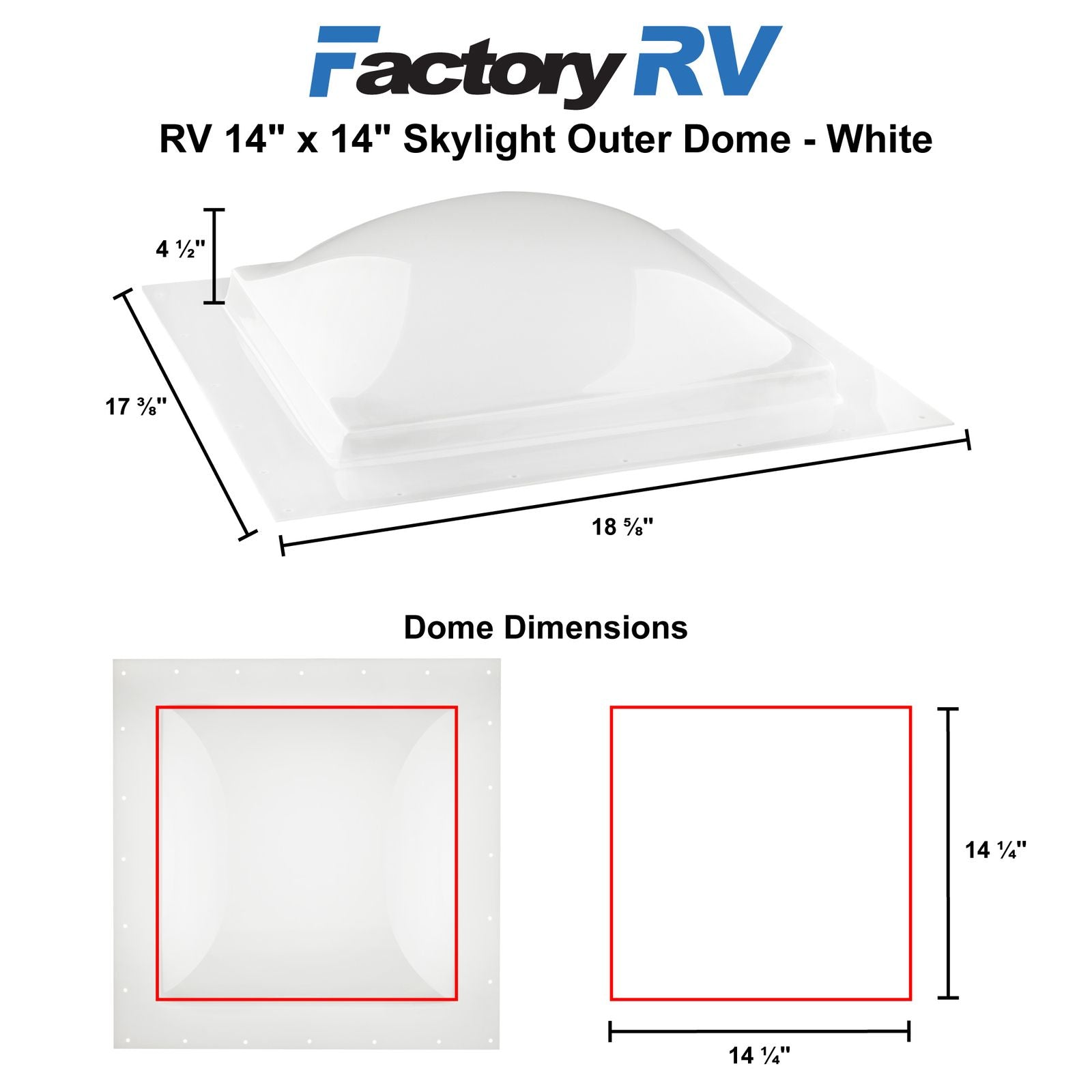 RV 14" x 14" Skylight | Outer Dome White