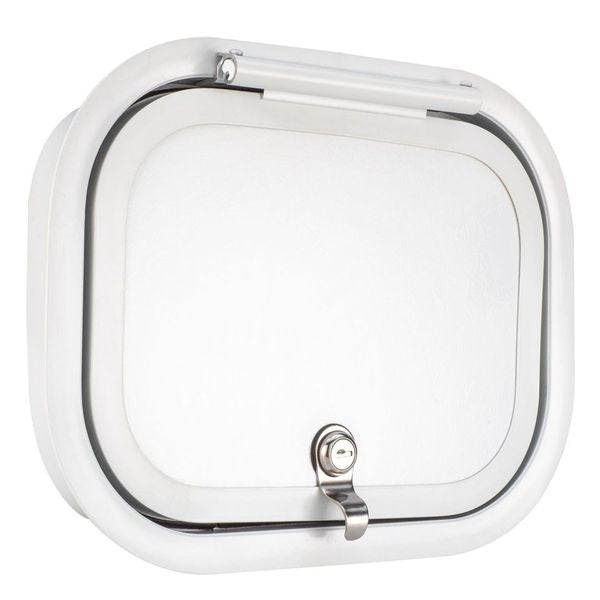 RV Compartment Door | Round | White | 12" X 9"