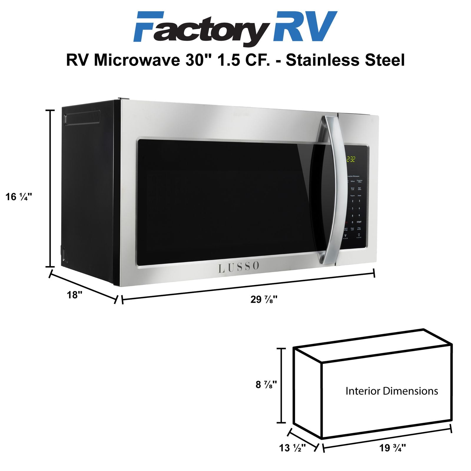 RV Microwave 30" 1.5 CF. | Stainless Steel Finish | Over the Range
