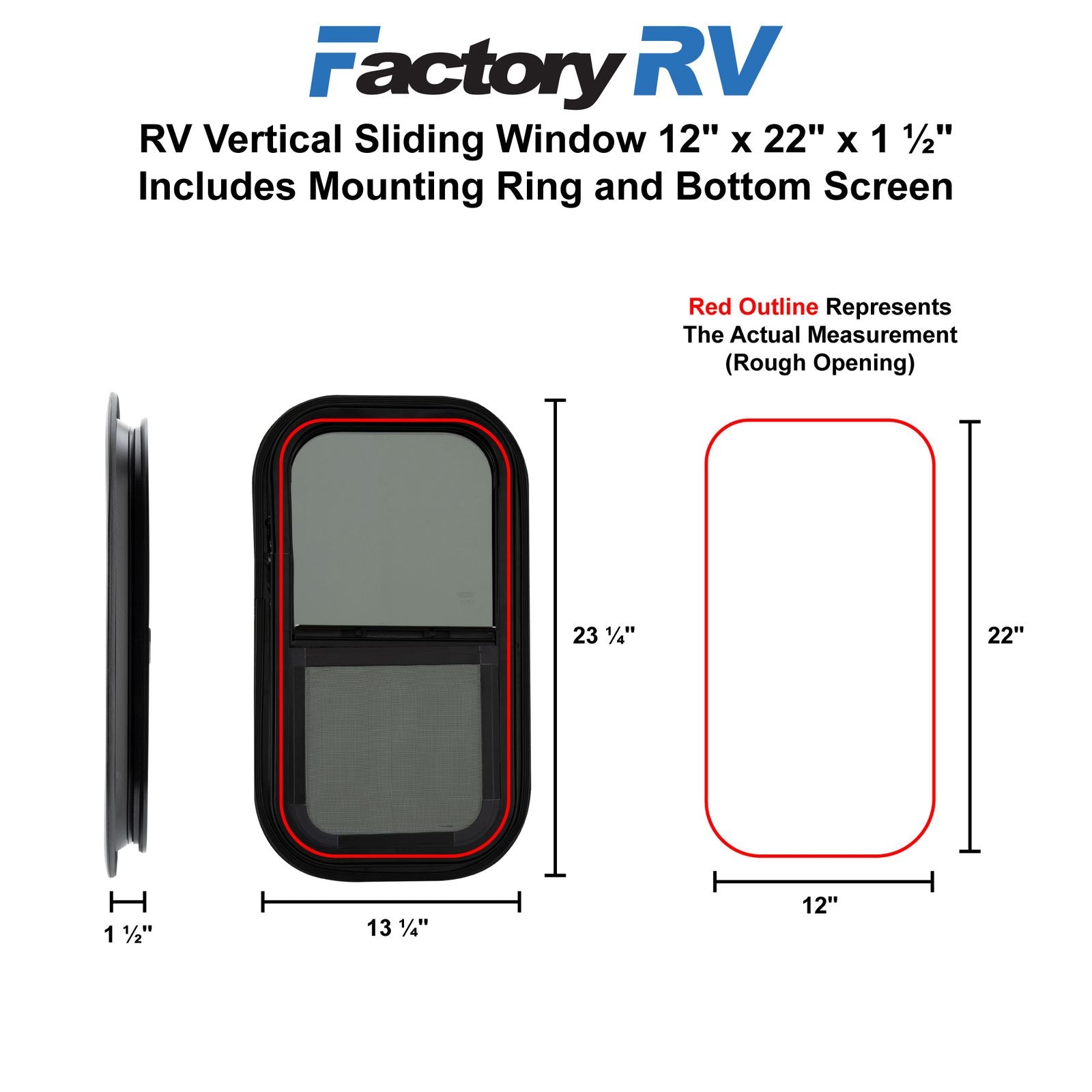 RV Window | Teardrop | 12" x 22" x 1 ½"