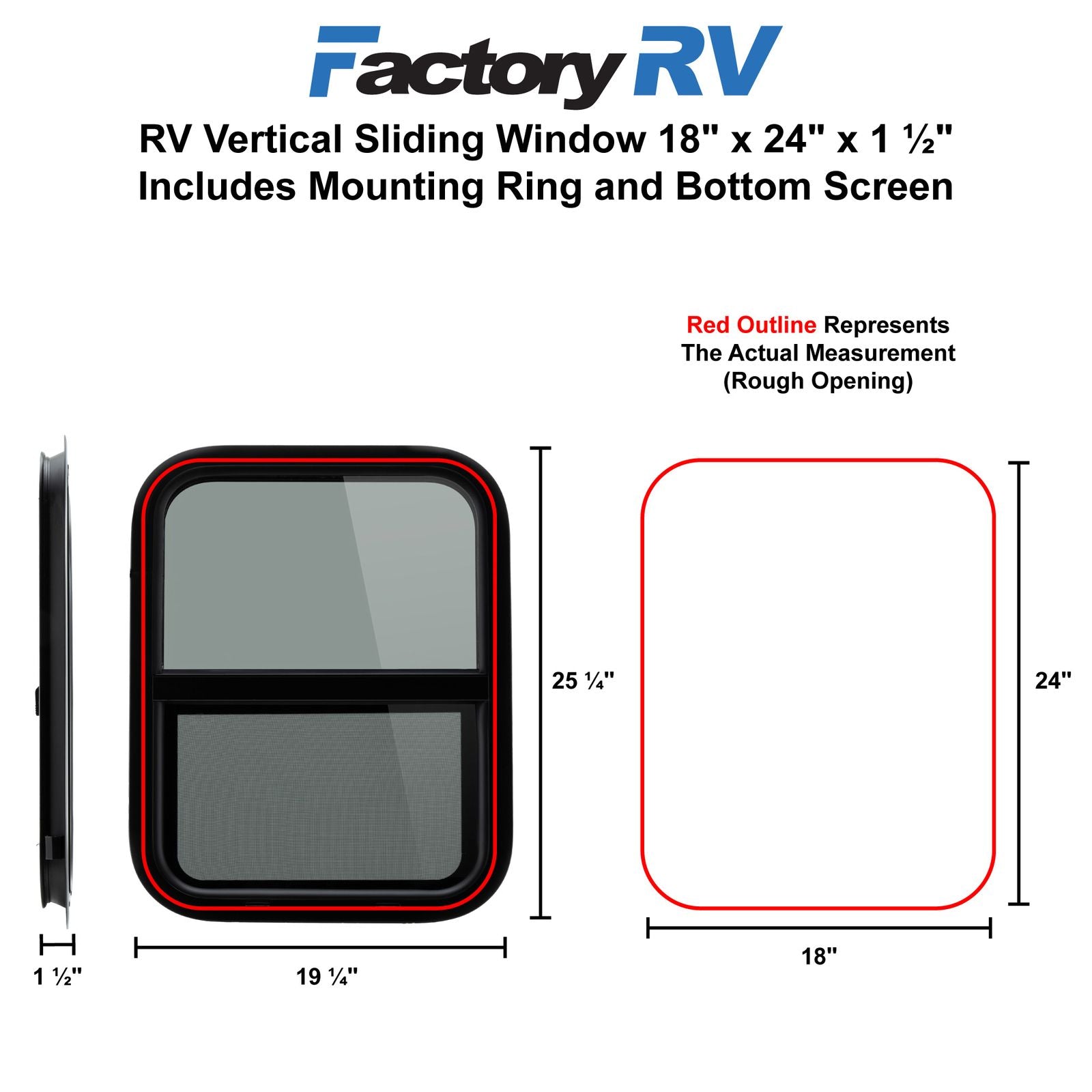 RV Window | Teardrop | 18" x 24" x 1 ½"