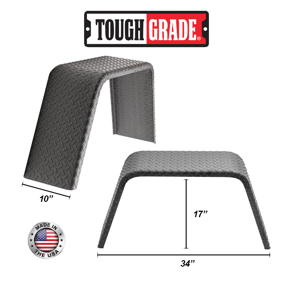 Trailer Fender | Steel Diamond Plate | Flat Top | 10" x 34" x 17"