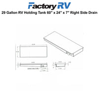 RV 29 Gallon Holding Tank 60" X 24" X 7" Right Hand Side Drain | H1116002