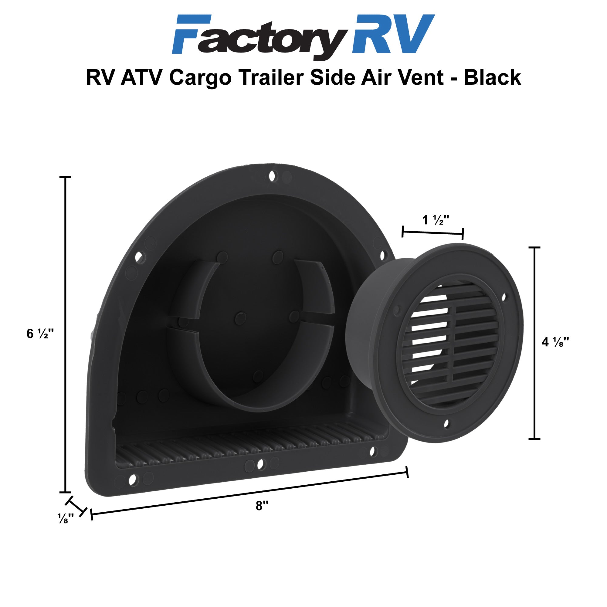Travel Trailer Vent for Exterior Sidewall  | Black