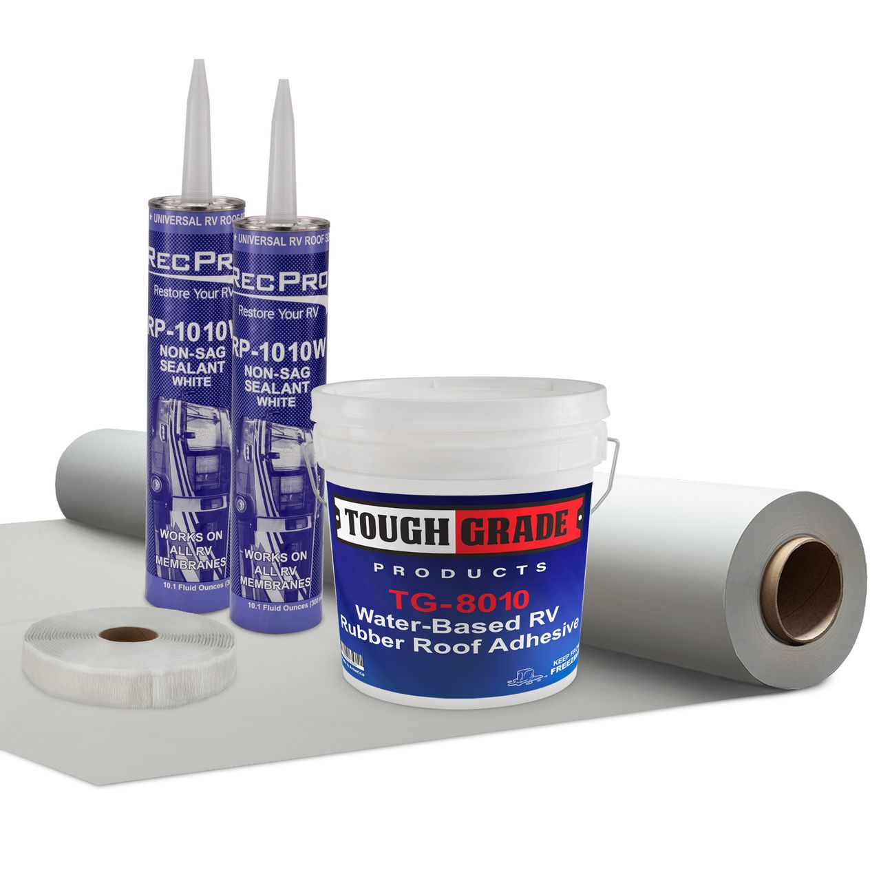 RV Roof Sealant Kit | 9'6" PVC Membrane & White Sealant