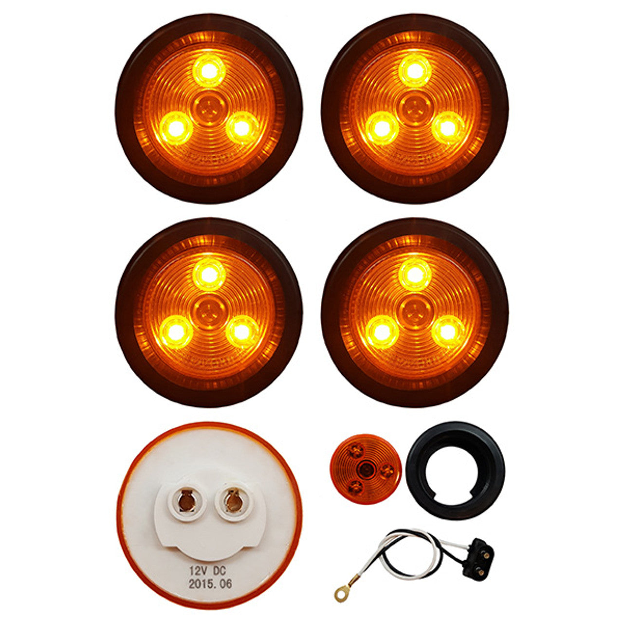 Clearance Marker Trailer Lights | 2" Amber/Amber Round | Exterior Identification Lights | Improves Visibility & Safety