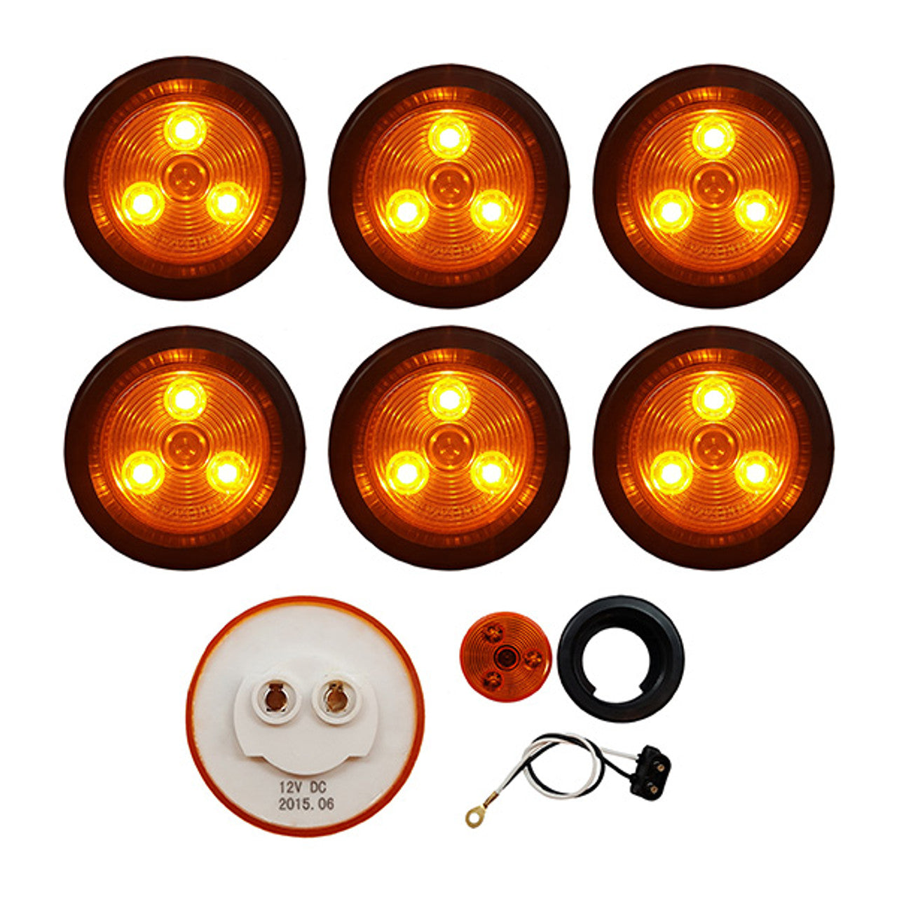Clearance Marker Trailer Lights | 2" Amber/Amber Round | Exterior Identification Lights | Improves Visibility & Safety