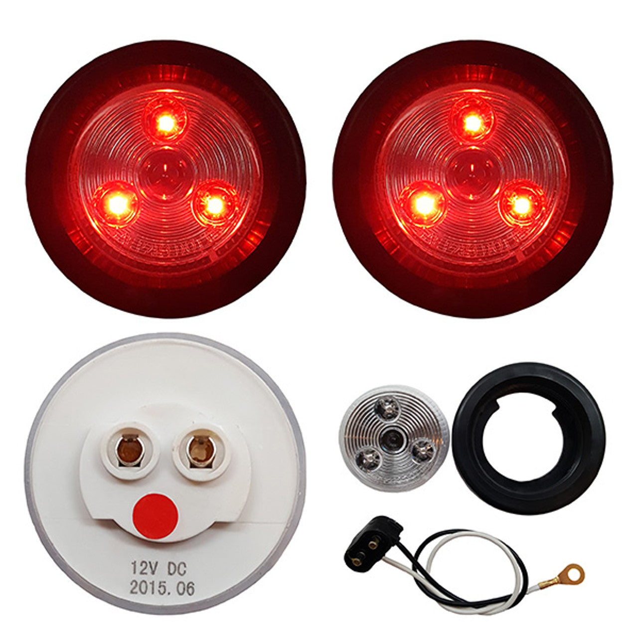 Trailer Marker Lights | 2" Round Clear/Red Exterior