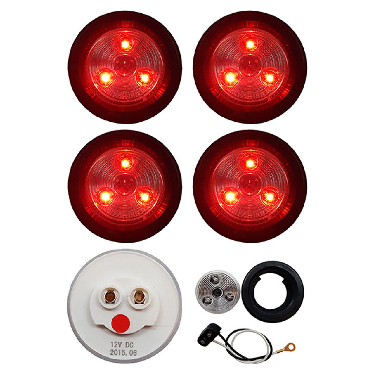 Trailer Marker Lights | 2" Round Clear/Red Exterior