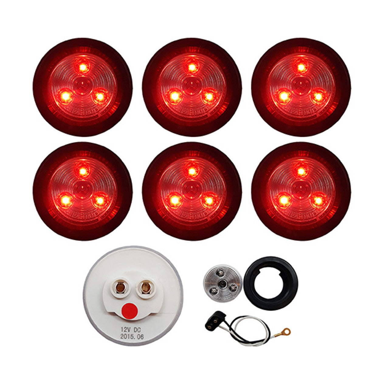 Trailer Marker Lights | 2" Round Clear/Red Exterior