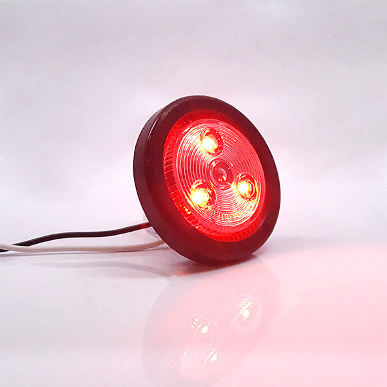 Clearance Marker Trailer Lights | 2" Clear/Red Round | Exterior Identification Lights | Improves Visibility & Safety