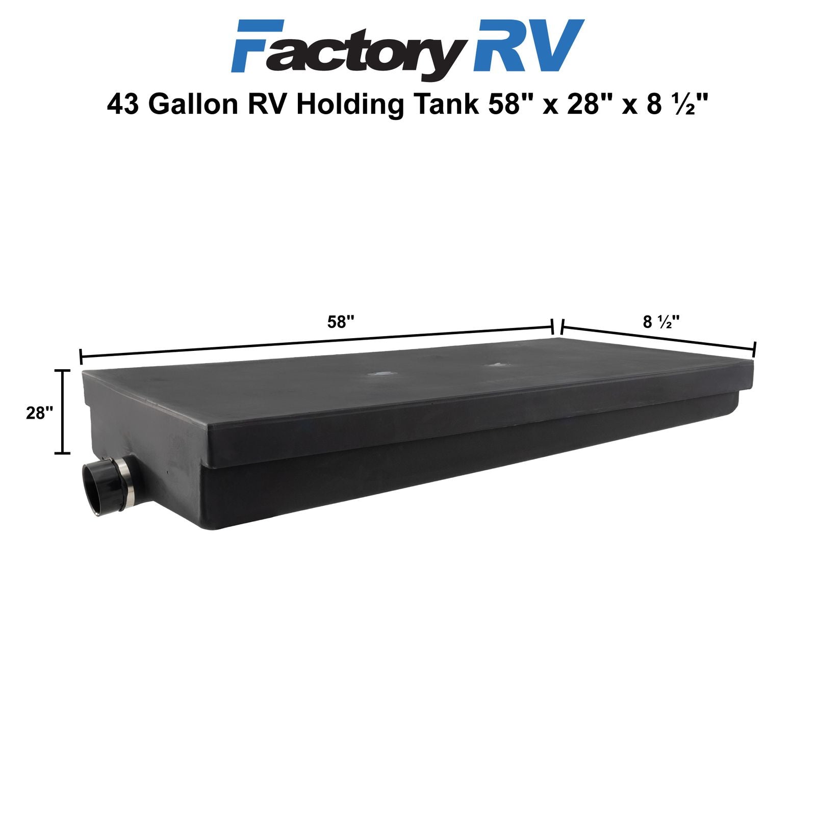 RV Black Water Tank 43 Gallon | 58" X 28" X 8 ½" | H1107003