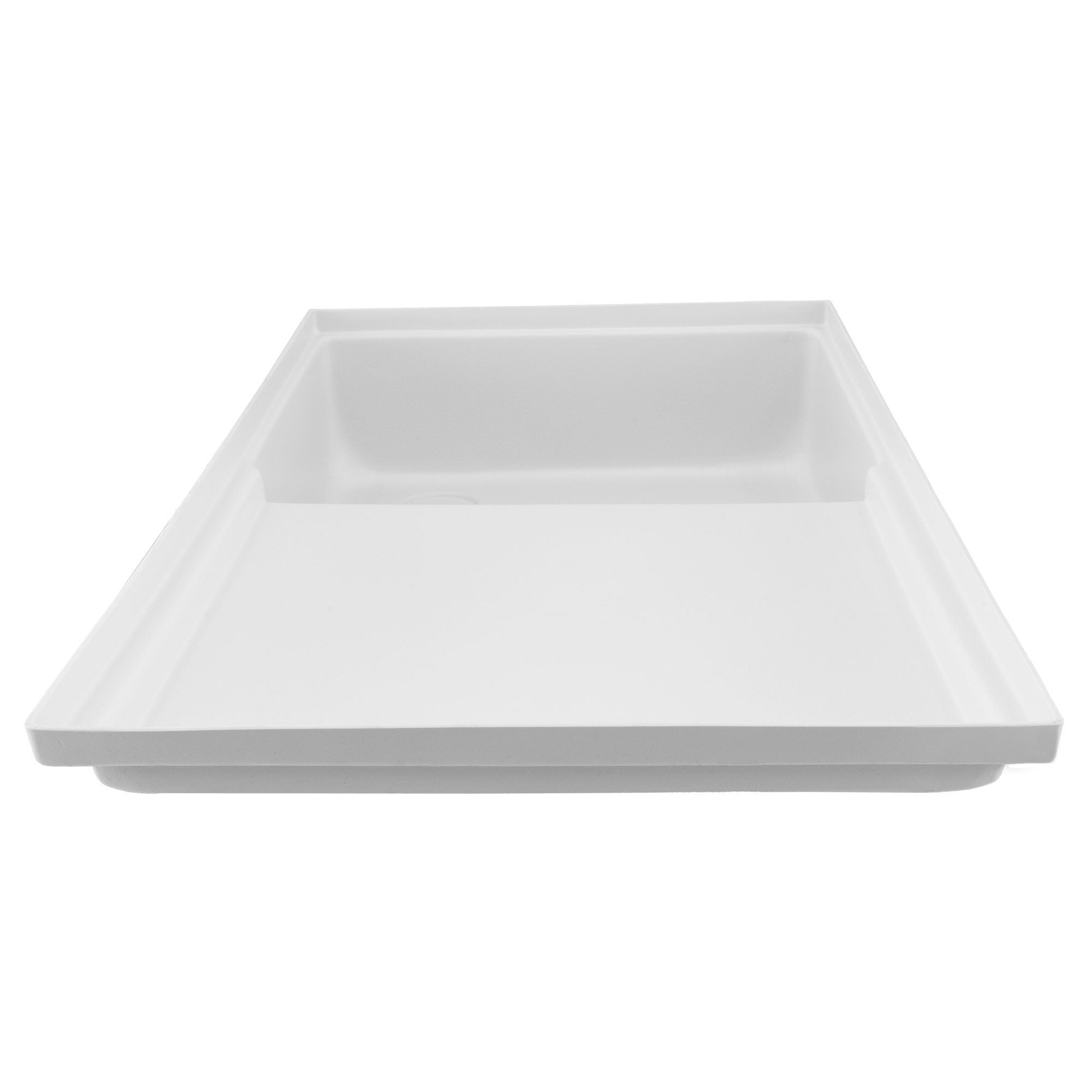 RV Toilet Mount Shower Pan Combo 35" x 21" Corner Drain | White