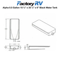 8 ½ Gallon 15 ¾" x 35 ½" x 6" Black Water Tank | Alpha VR16366H