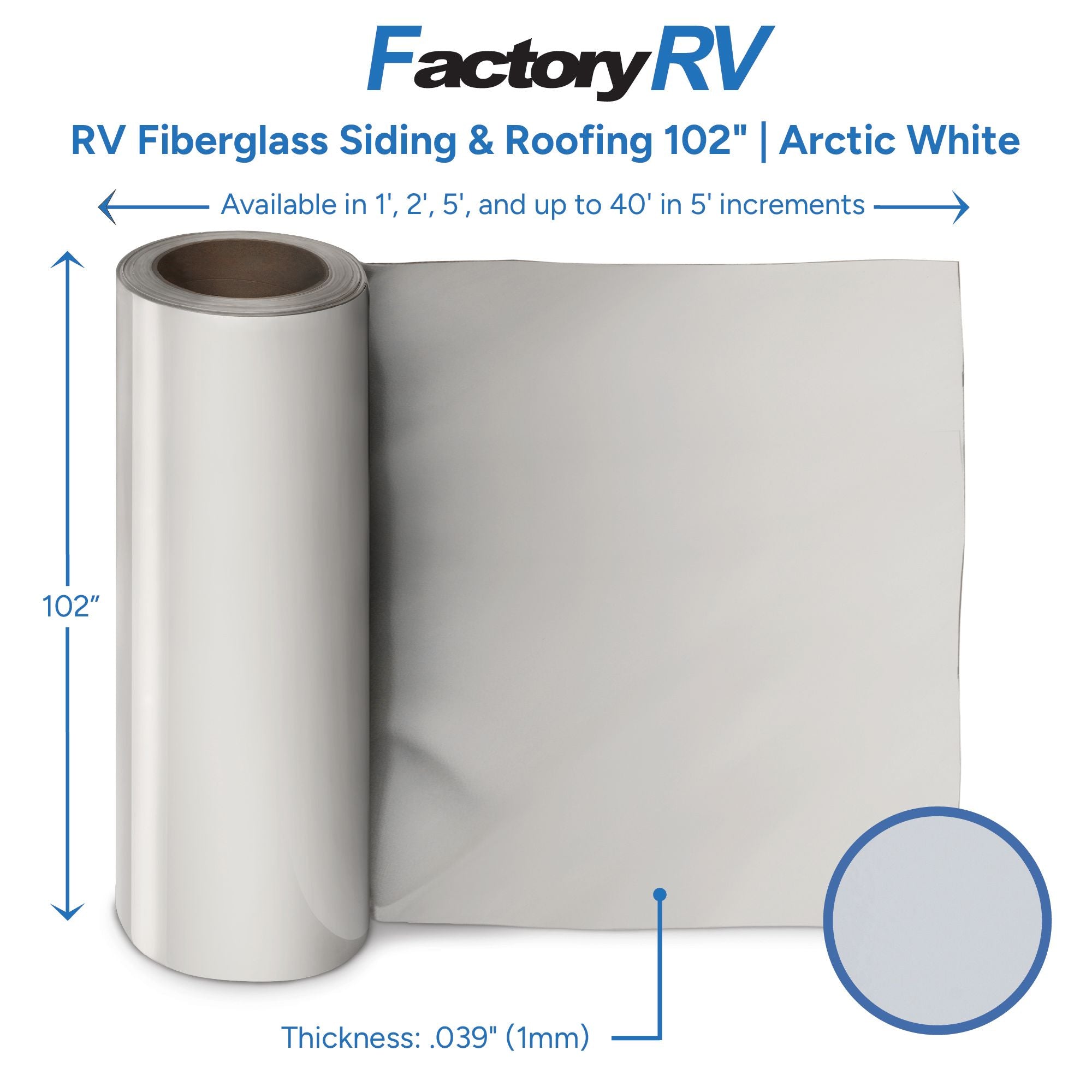 RV Fiberglass Siding & Roofing 102" | Arctic White