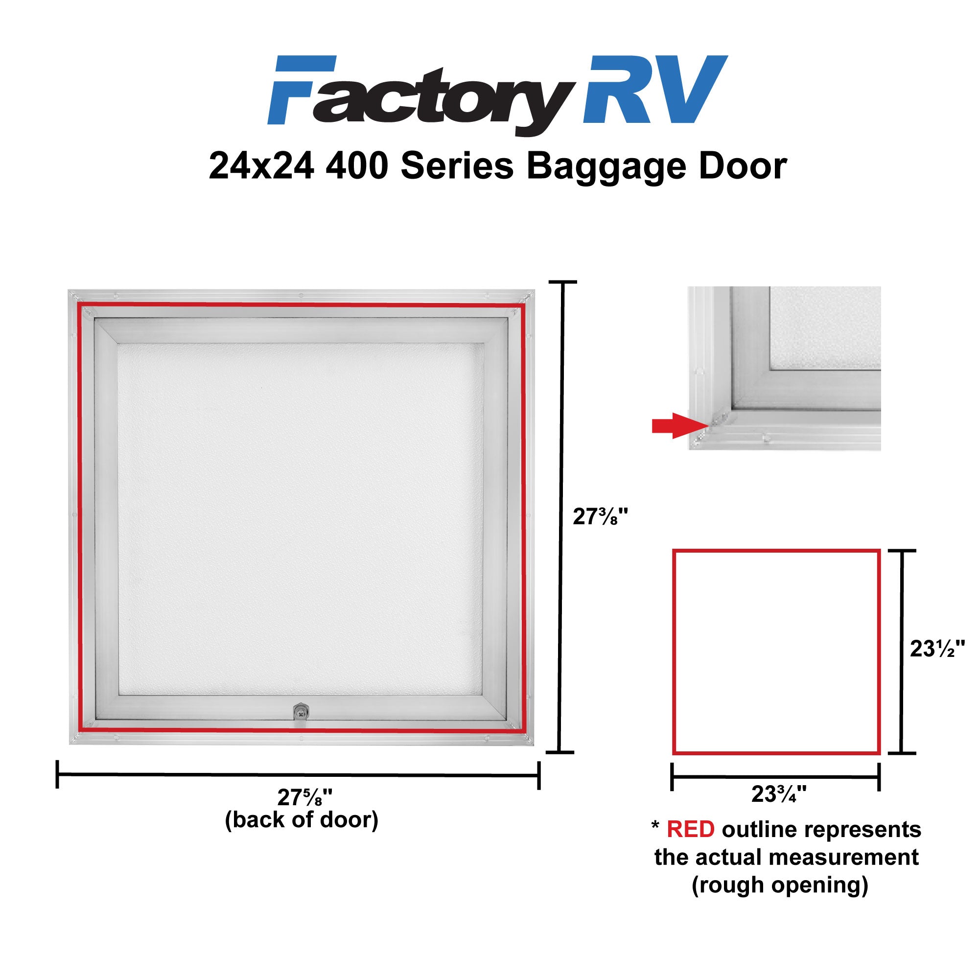 RV Compartment Door | Square  White Centered  | 24" X 24"