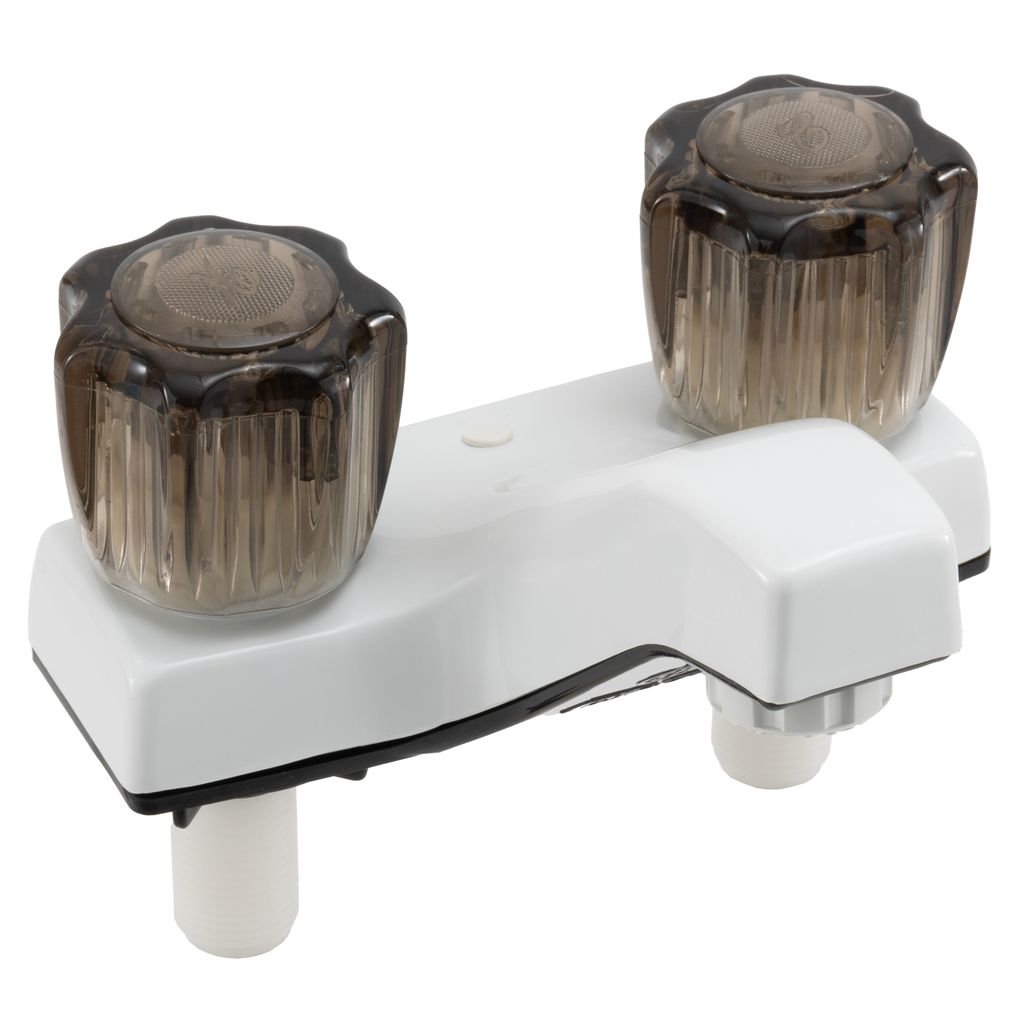 RV Bathroom Faucet | White with Smoked Handles