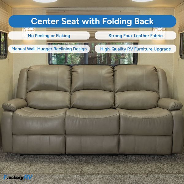 RV Sofa 22" Fold Down Center Console with Cupholders and USB-A and USB-C Outlets