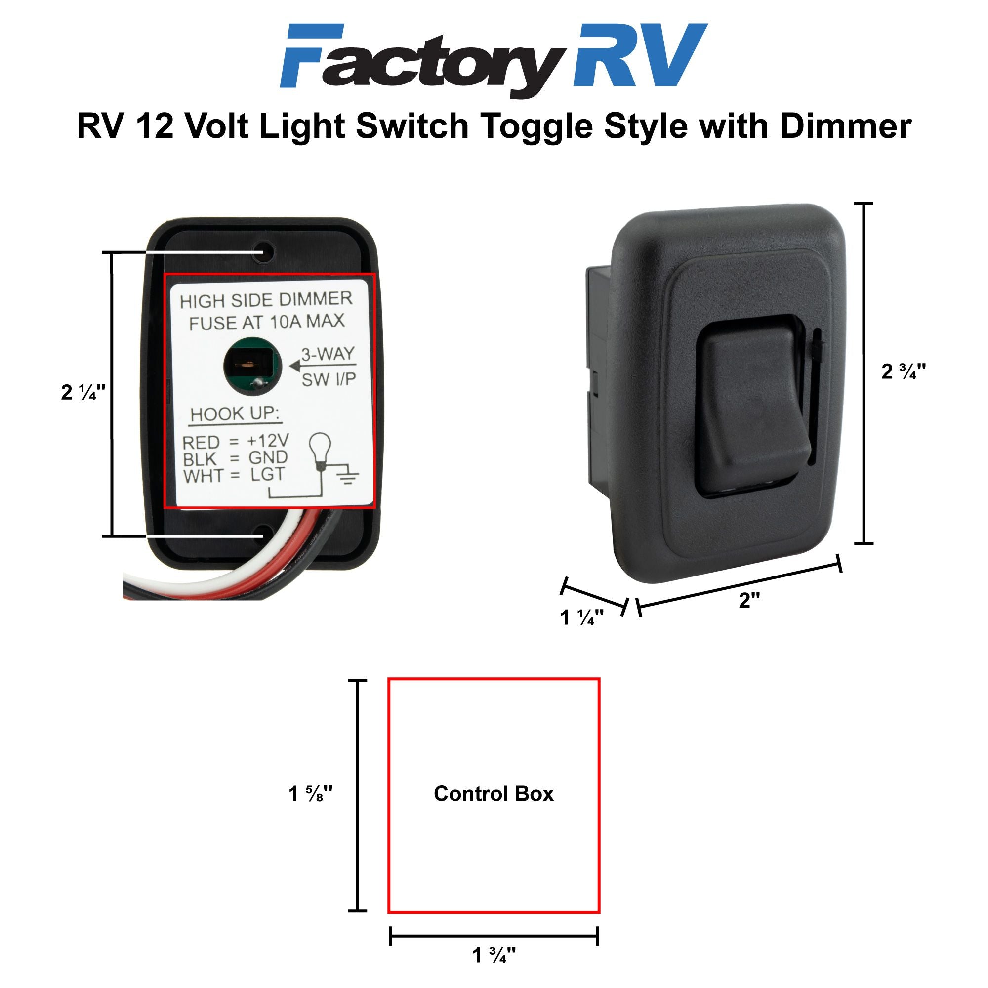 RV Light Switch Toggle Style with Dimmer | 12V