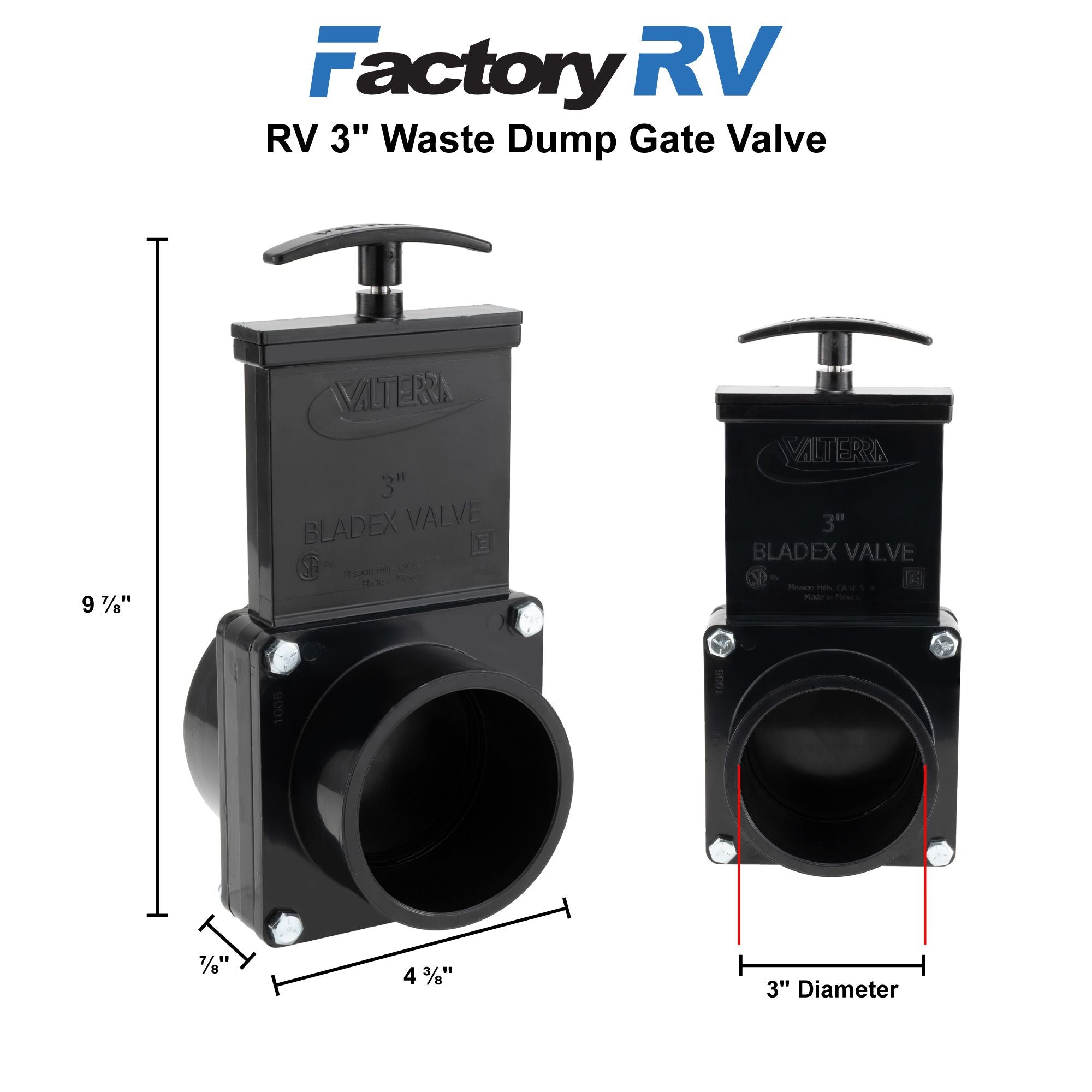 Valterra RV Waste Valve 3"