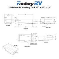 RV 32 Gallon Holding Tank 40" x 20" x 12" | Elkhart Plastics EPI 3185