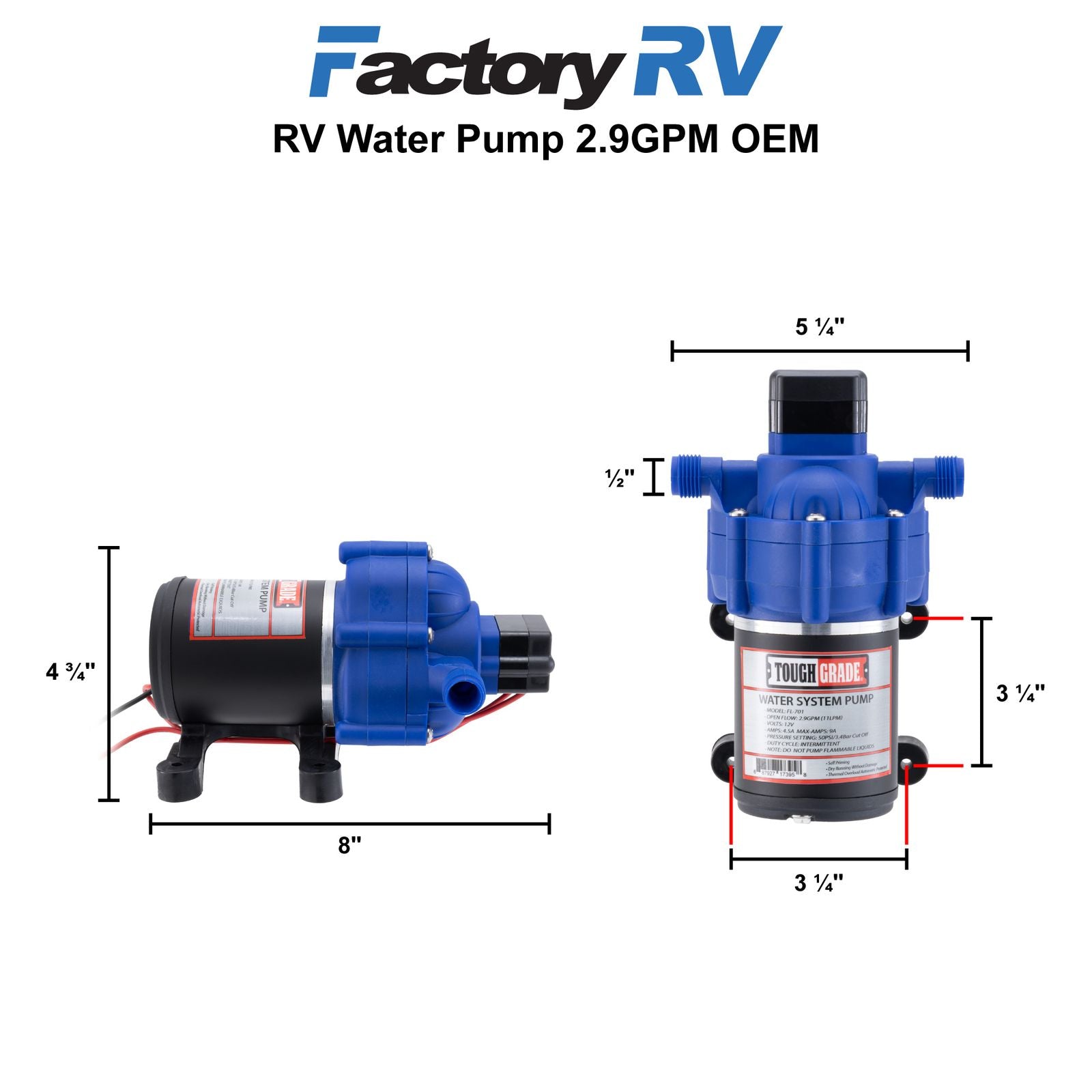 RV Water Pump 2.9GPM