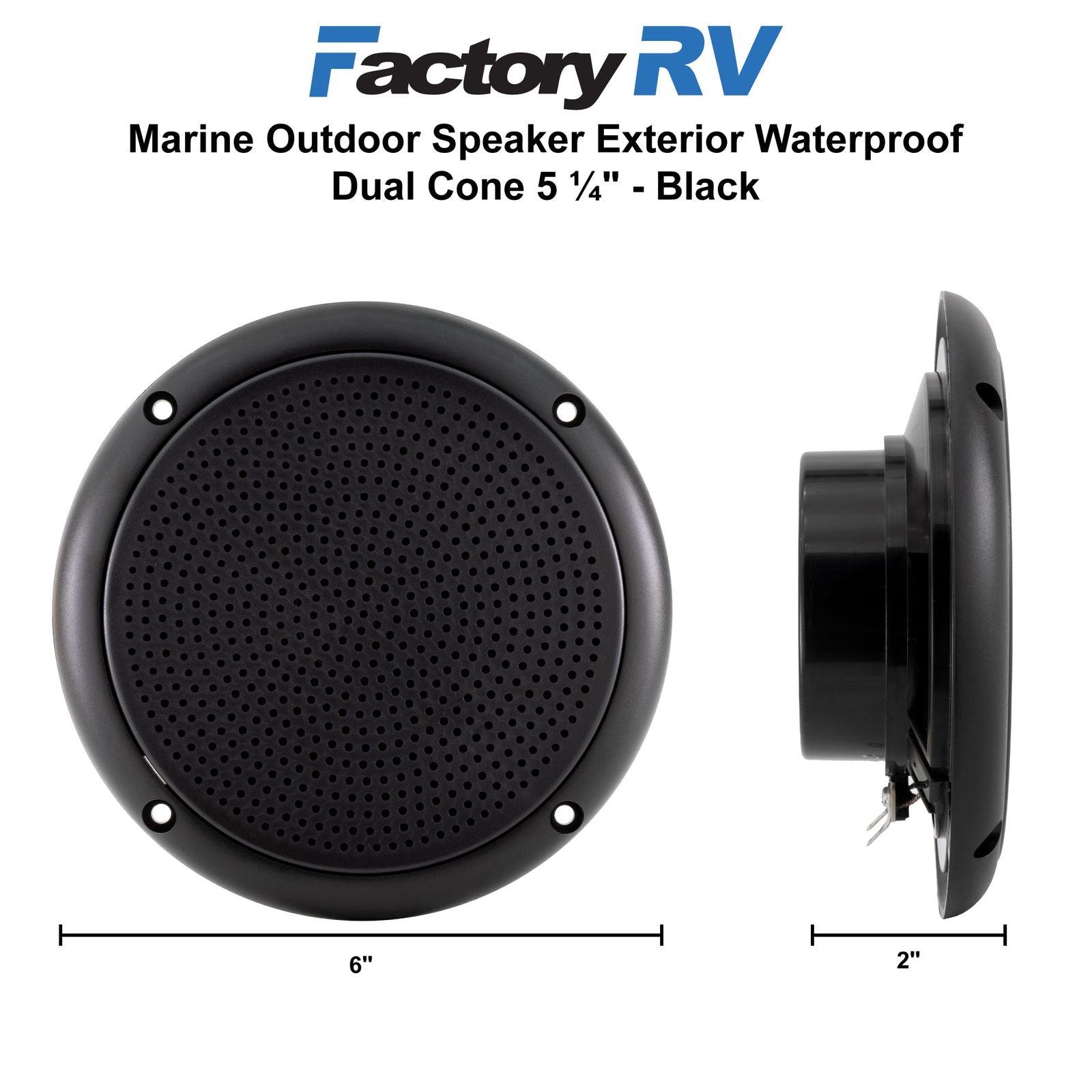Marine Outdoor Speaker Exterior Dual Cone 5.25" | Waterproof | Black or White