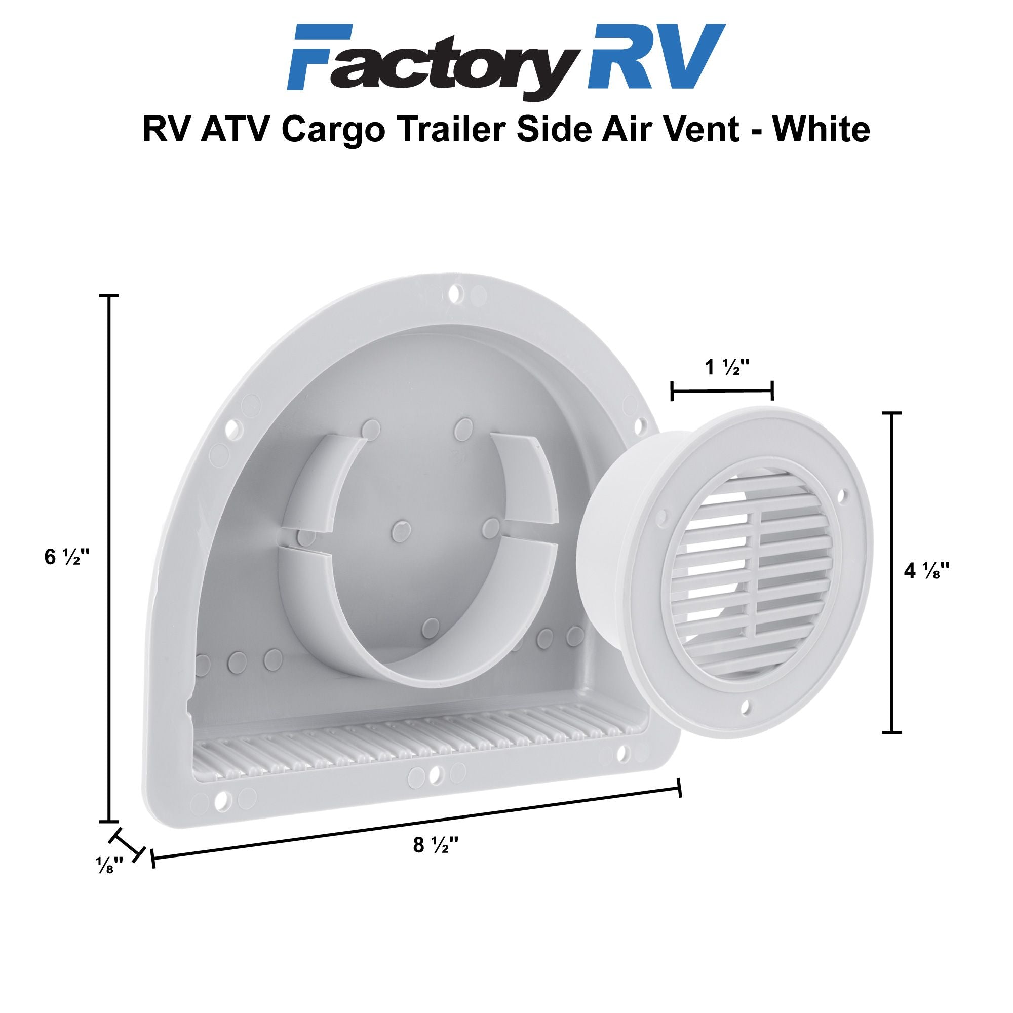 Travel Trailer Vent for Exterior Sidewall  | White
