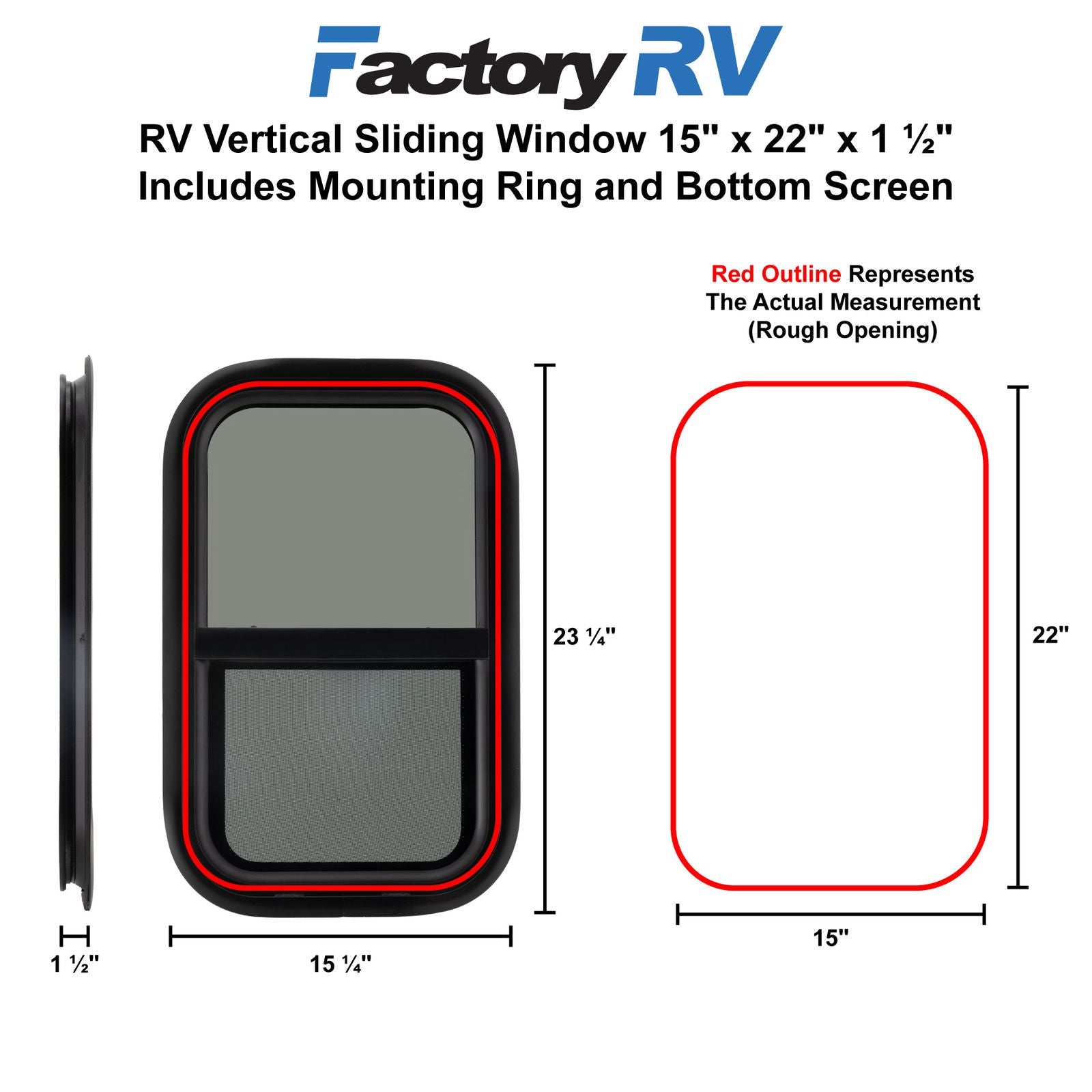 RV Window | Teardrop | 15" x 22" x 1 ½"